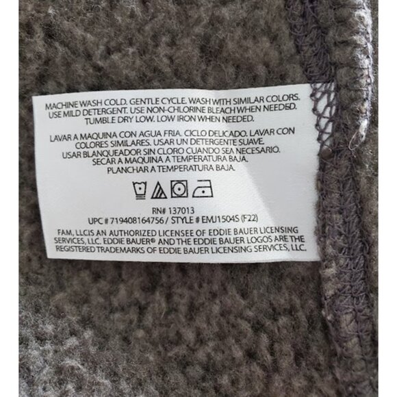 Eddie Bauer Gray 1/4 Zip Pullover Mock Neck Sweater Fleece Lined Size L Layer - Picture 12 of 12